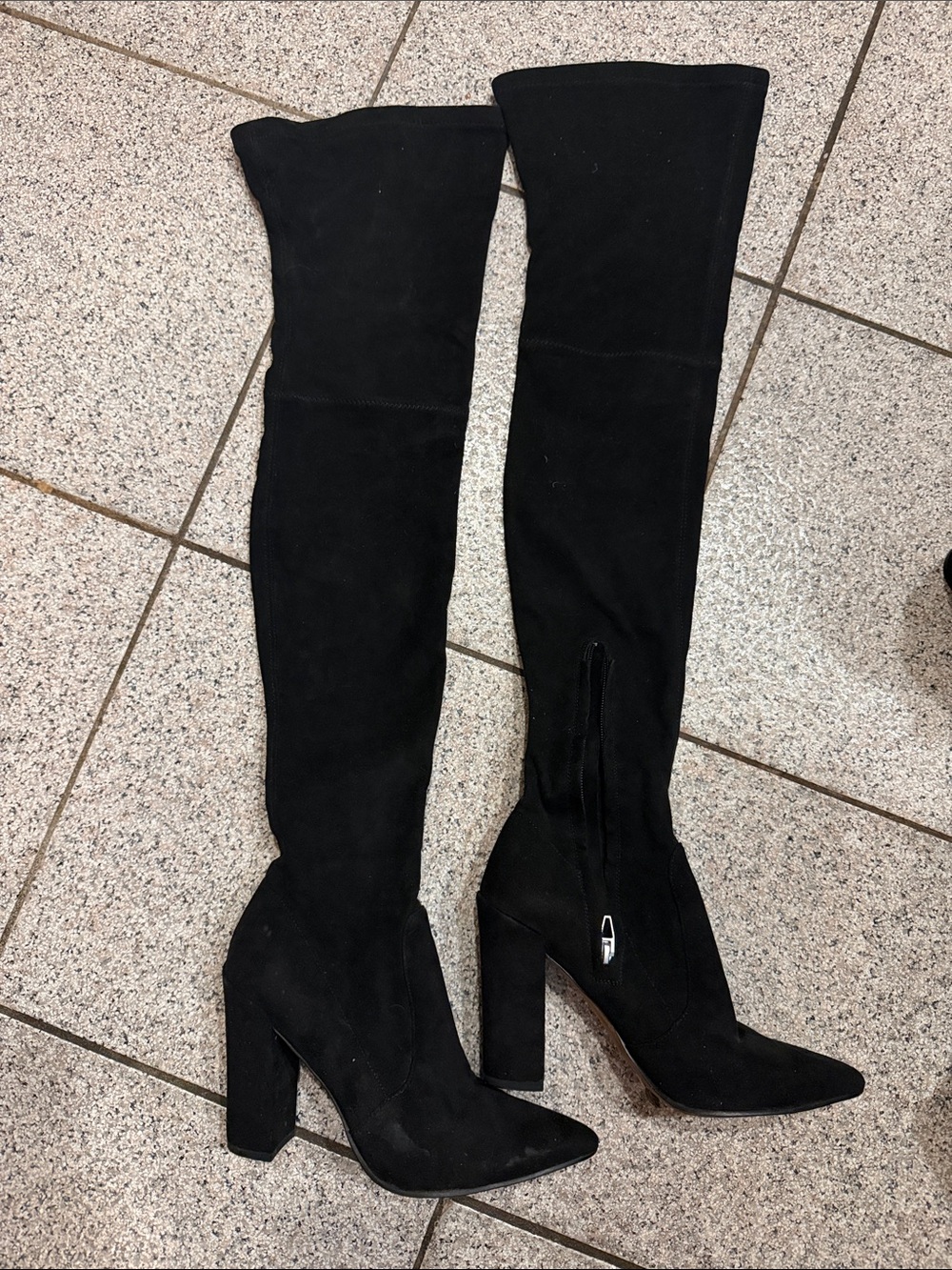 Dolce vita Black Over-the-Knee Suede Block Heel Boots